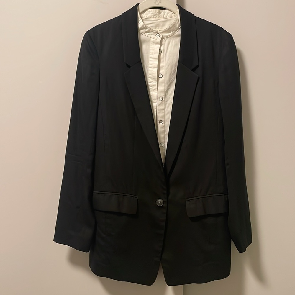 🔖Rag & Bone 100% breathable wool boyfriend fit oversized blazer size 0 black - Picture 2 of 14